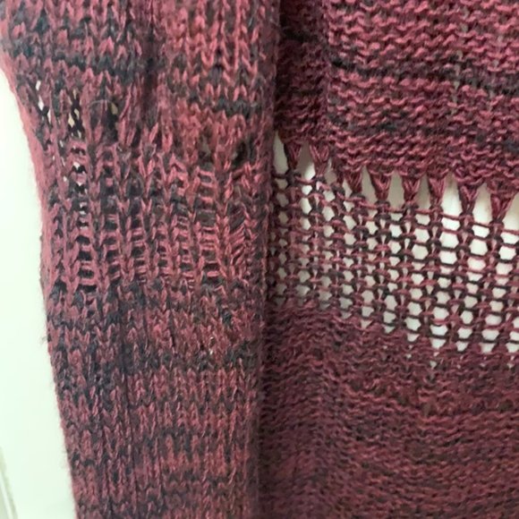 RUE21 Medium Long Open Front Cardigan Vest Burgundy & Black - Picture 4 of 13